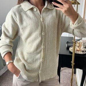 Cream Button-Up Women's Sweater